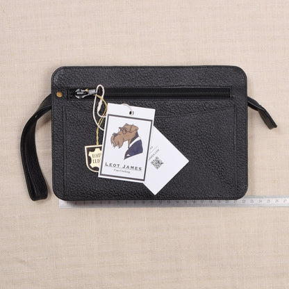 NOS Scotch Grain Leder Reiseetui/Pouch ca. 23.3cm - Schwarz