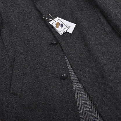 Vintage Steinbock Gold 100% Wool Tweed Overcoat Size 48 - Grey
