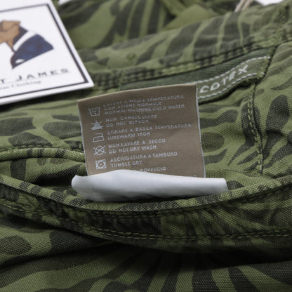 NWT Incotex Cotton Pants Size 30 ca. 38.5cm - Green Floral Print