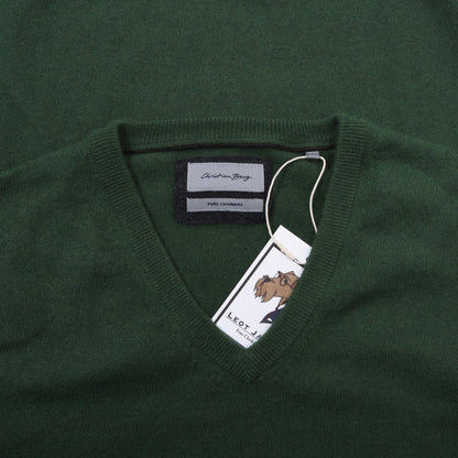 Christian Berg 100% Cashmere V-Neck Sweater Size 3XL ca. 63cm - Green