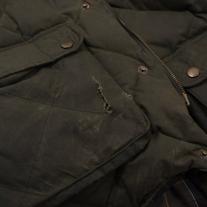 Barbour Waxed Baumwolle Daunen Pufferjacke (Explorer) Gr. M - Green