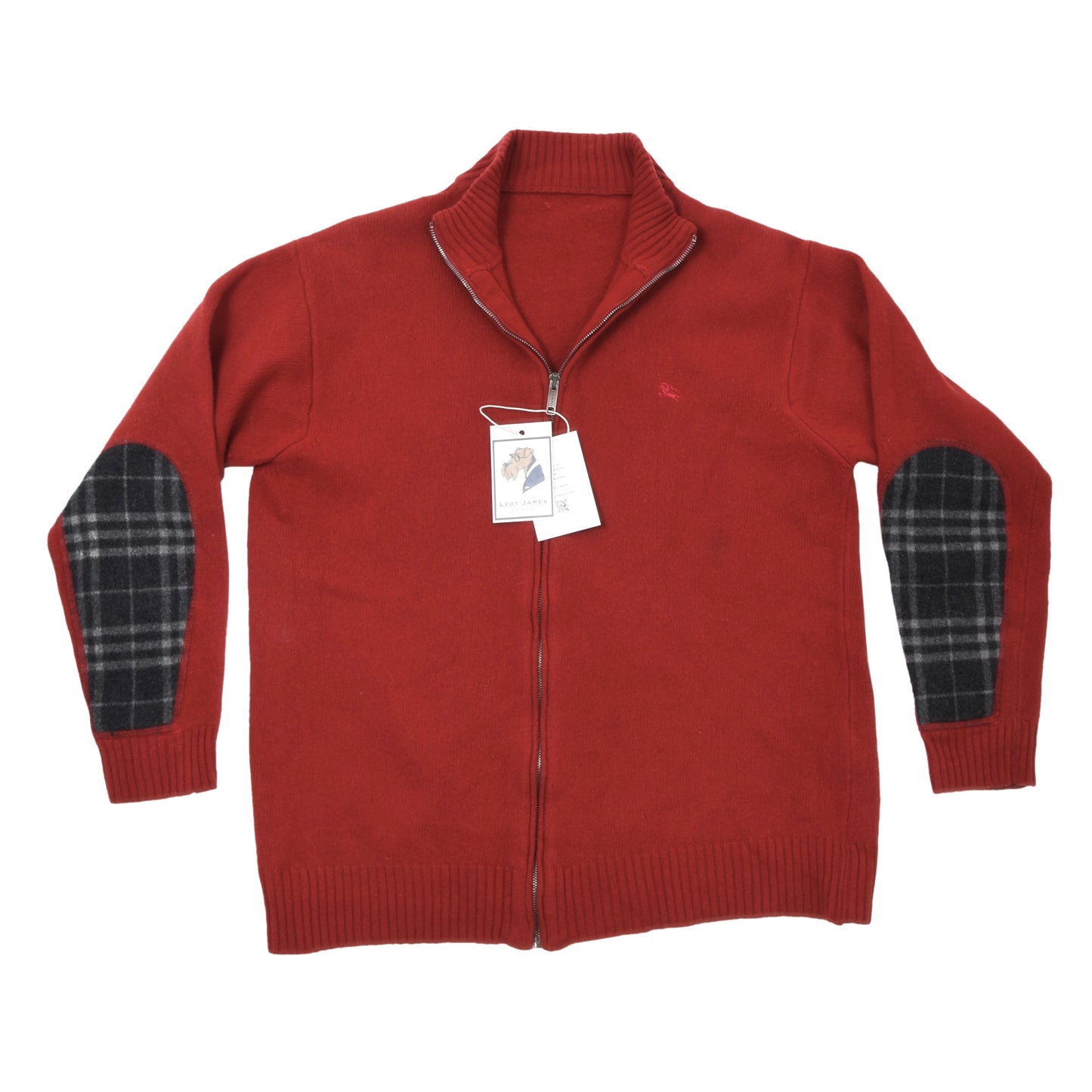 Burberry 100% Wool Cardigan Sweater Chest ca. 53.5cm DEFECT - Red