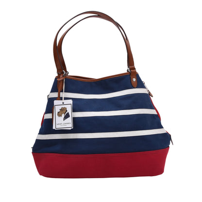 Lauren Ralph Lauren Canvas Tote Bag - Red/White/Navy