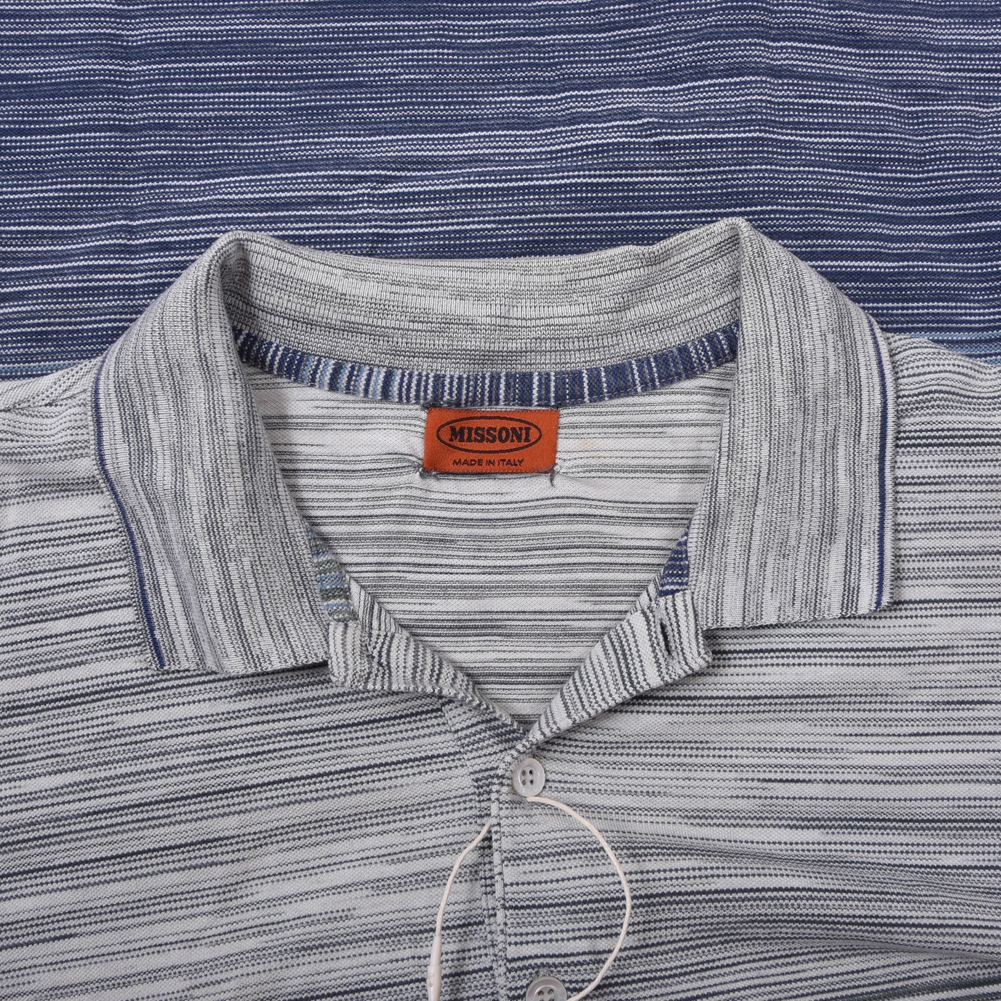 Missoni Polo Shirt Size L ca. 54.5cm - Blue Stripe