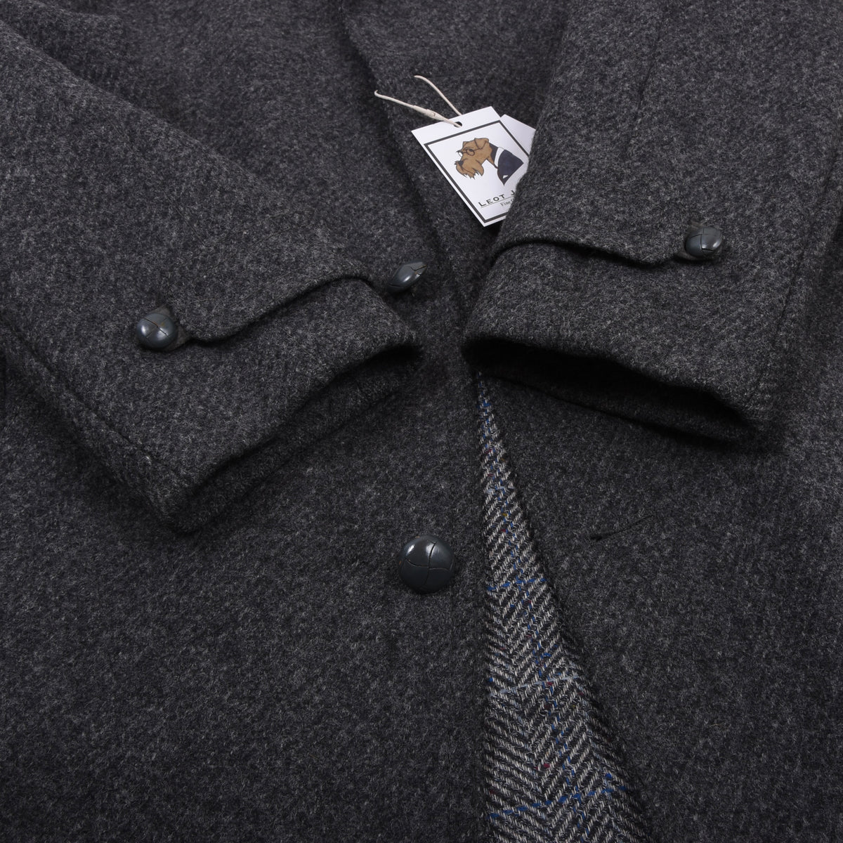 Vintage Steinbock Gold 100% Wool Tweed Overcoat Size 48 - Grey
