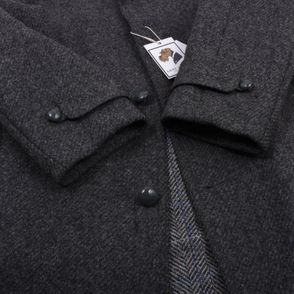 Vintage Steinbock Gold 100% Wool Tweed Overcoat Size 48 - Grey