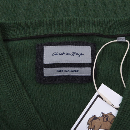 Christian Berg 100% Cashmere V-Neck Sweater Size 3XL ca. 63cm - Green