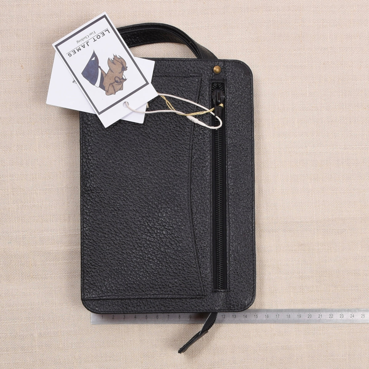 NOS Scotch Grain Leder Reiseetui/Pouch ca. 23.3cm - Schwarz
