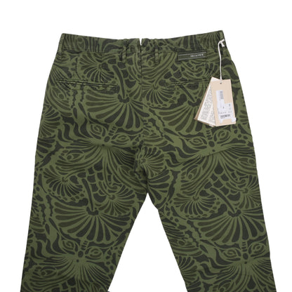 NWT Incotex Cotton Pants Size 30 ca. 38.5cm - Green Floral Print