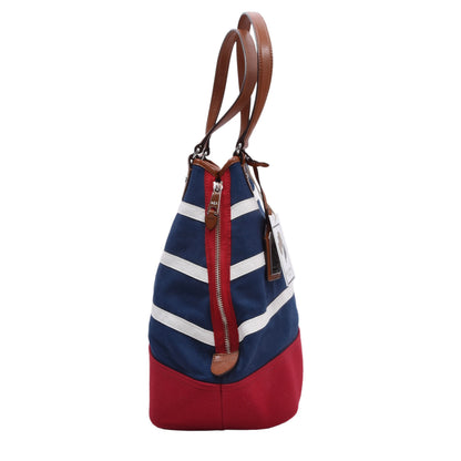 Lauren Ralph Lauren Canvas Tote Bag - Red/White/Navy