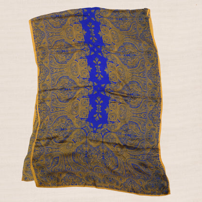 Etro Milano 100% Silk Scarf 171cm Made in Italy - Blue/Yellow Paisley