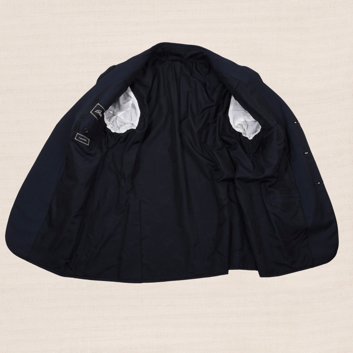 Brioni Super 150s Wolle Maßanfertigung Sakko Made in Italy - Marineblau