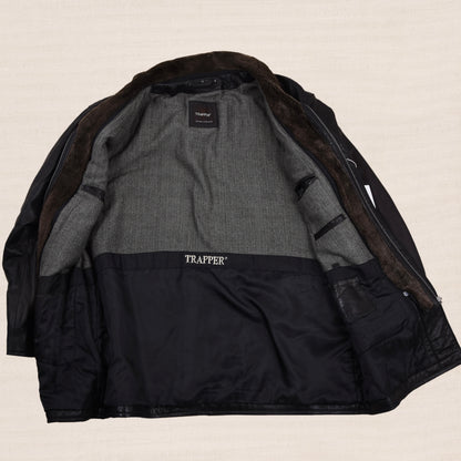Trapper Lamb Nappa Leather Jacket Size 58 - Black