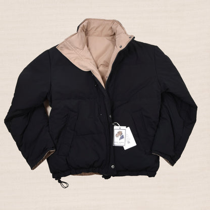 Vintage Polo Ralph Lauren Reversible Daunen Pufferjacke Gr. M - Beige/Schwarz