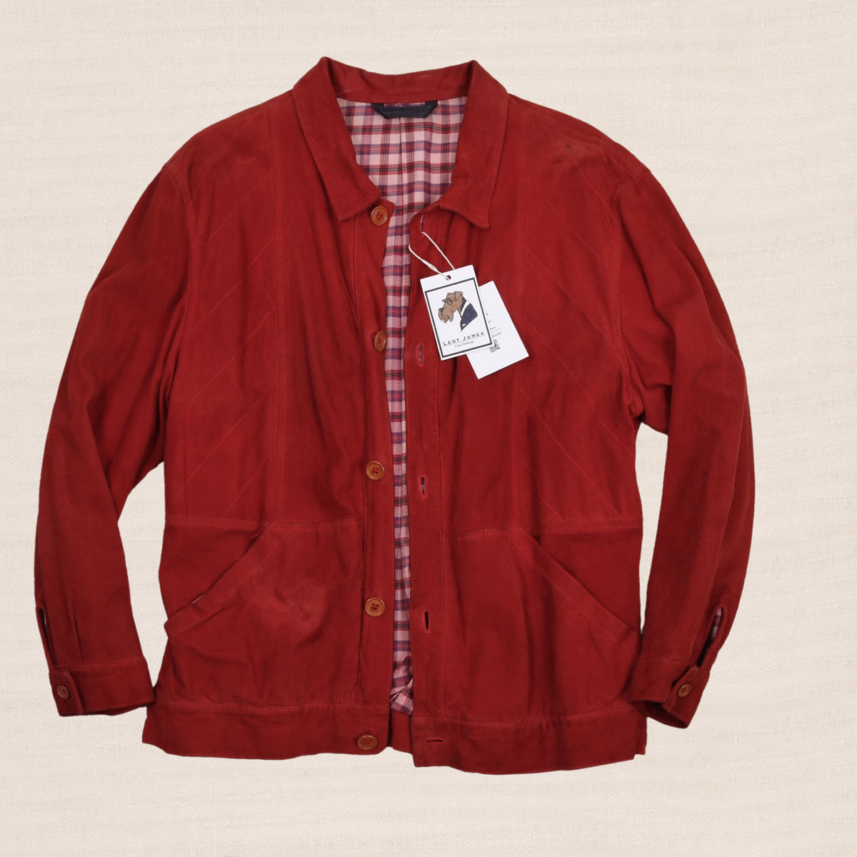 Vintage Schiatti & Co. Suede Blouson/Jacket Made in Italy  - Fire Engine Red