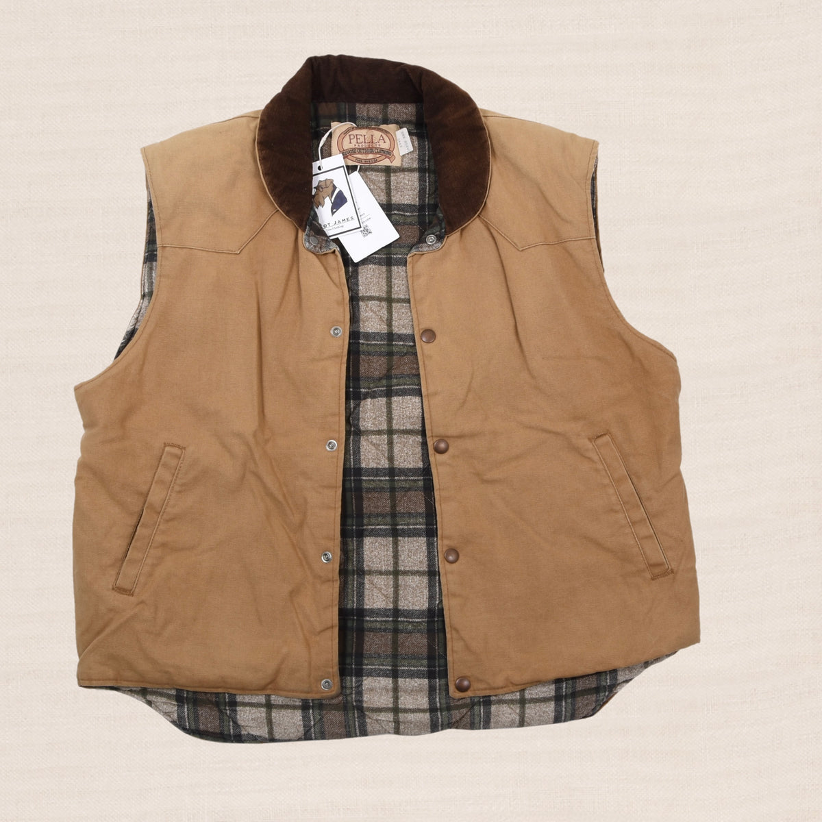 Pella Products Cancas Duck Cloth Vest Size L Made in the USA - Tan