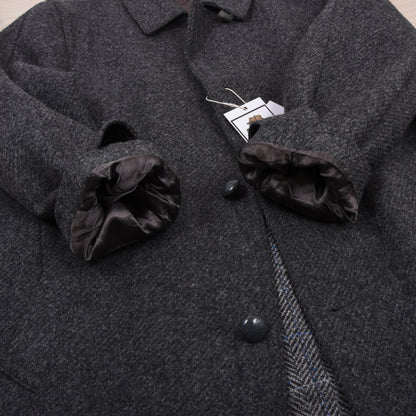 Vintage Steinbock Gold 100% Wool Tweed Overcoat Size 48 - Grey