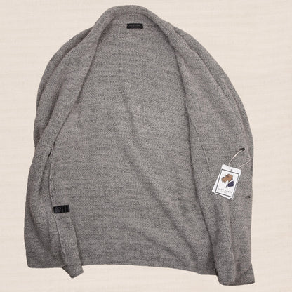 Phil Petter Baumwolle-Leinen Stricksakko Gr. L Made in Austria - Grau Melange