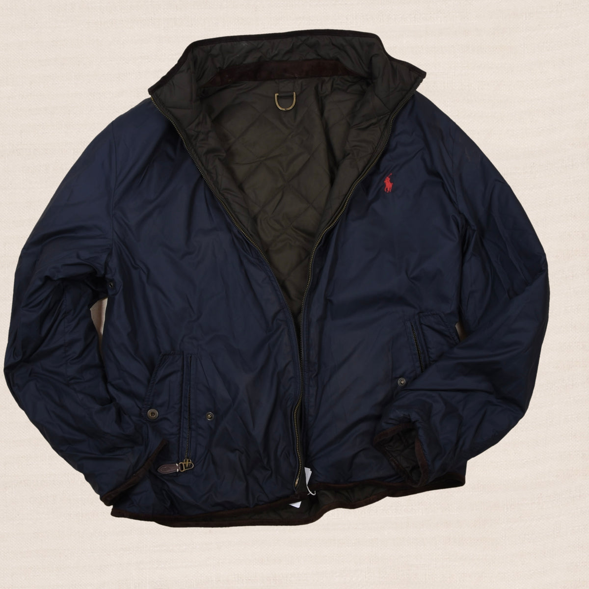 Vintage Polo Ralph Lauren Wendbare Steppjacke Gr. L - Grün/Marineblau
