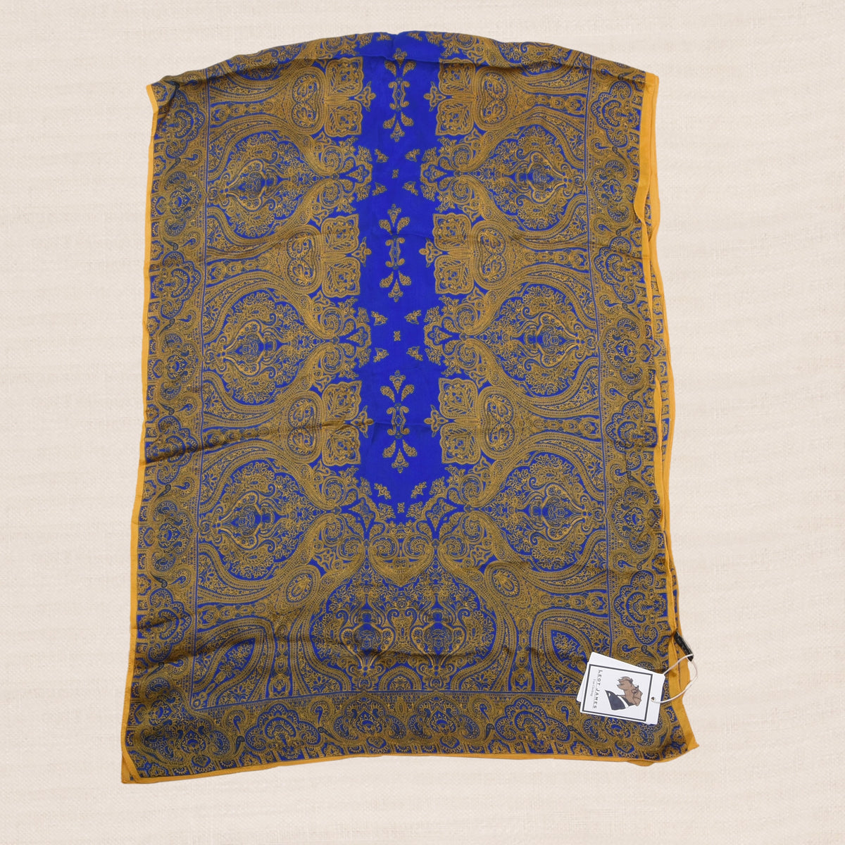 Etro Milano 100% Silk Scarf 171cm Made in Italy - Blue/Yellow Paisley