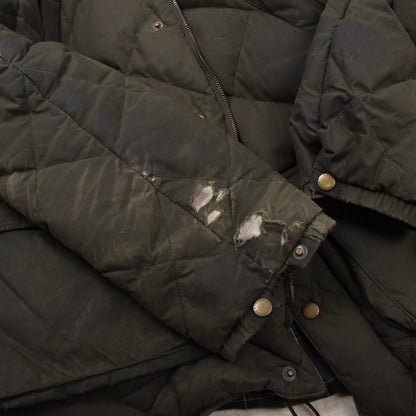 Barbour Waxed Baumwolle Daunen Pufferjacke (Explorer) Gr. M - Green