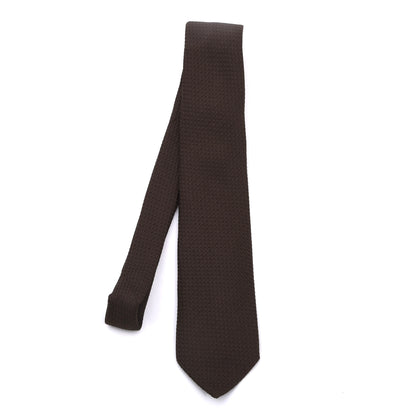 Classic Genadine Grossa Silk Tie Made in Italy - Brown