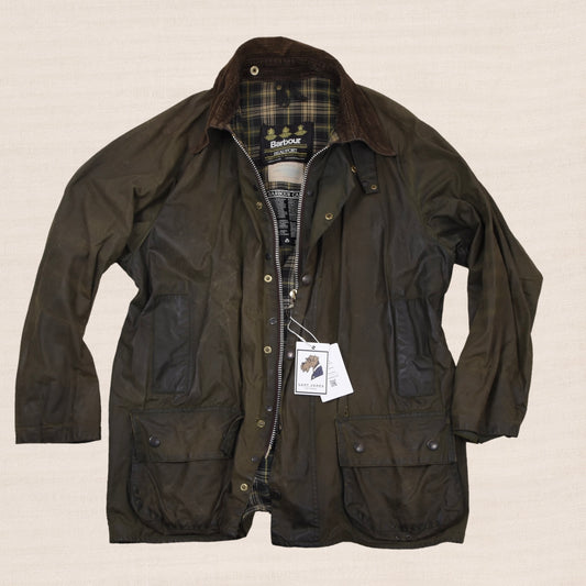 Vintage Barbour A150 Beaufort Waxed Jacket Size C44/112cm Made in England - Green