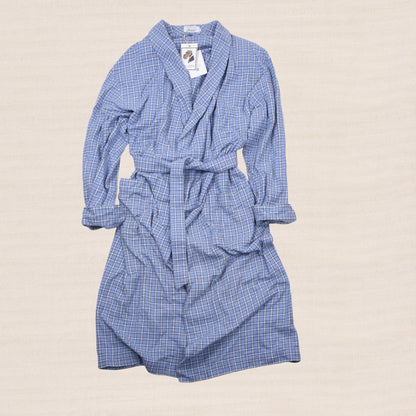 Novila Baumwolle Flannel Morgenmantel Gr. 50 Made in Germany - Blau Plaid