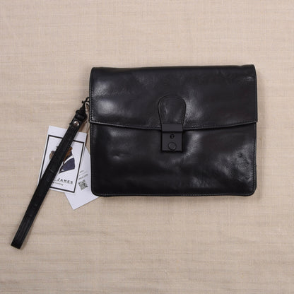 NOS Butterweich Leder Reiseetui/Pouch ca. 21cm - Schwarz