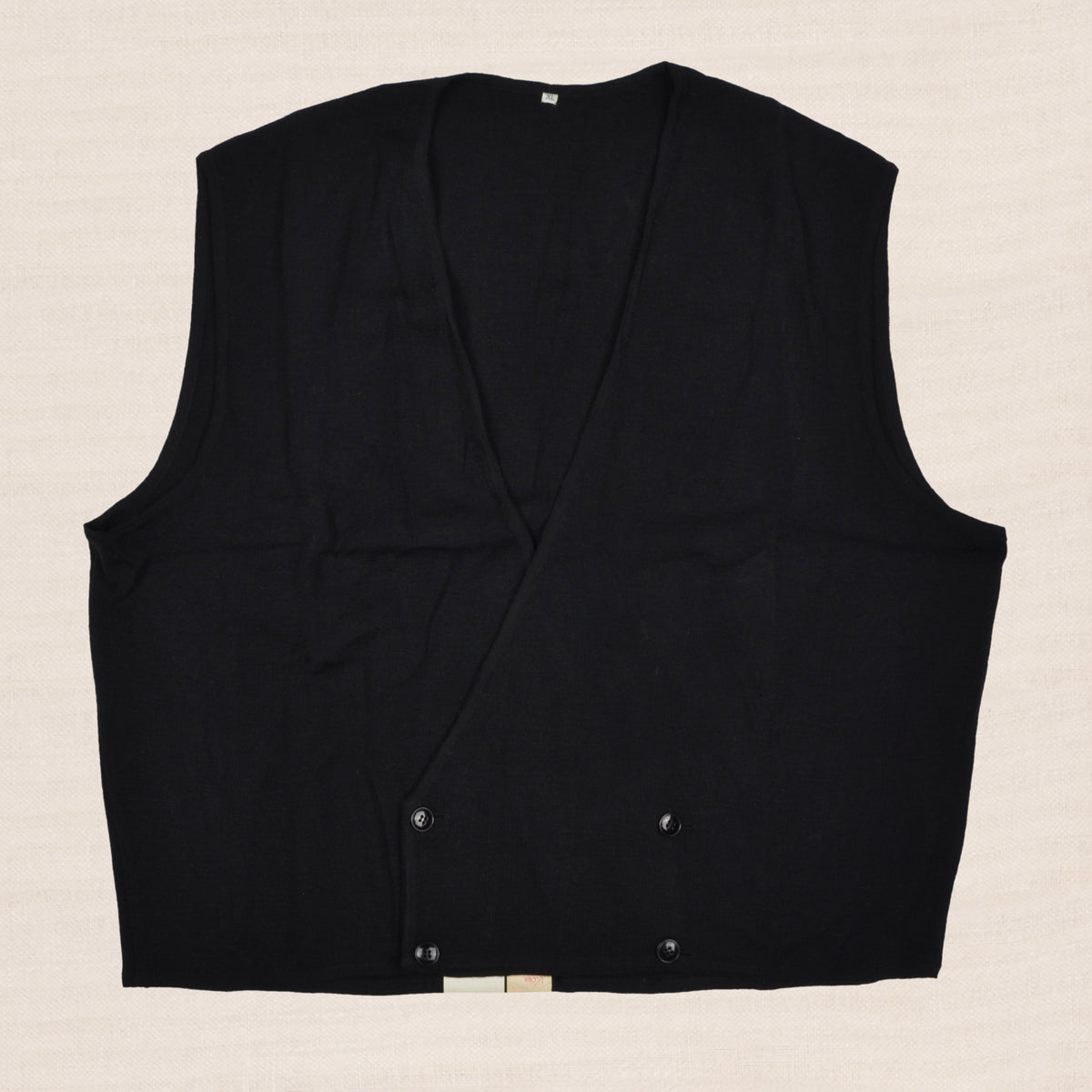 Wool Double-Breasted Waistcoat Sweater Vest by E. Braun & Co. XL - Black