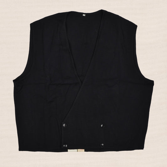 Wool Double-Breasted Waistcoat Sweater Vest by E. Braun & Co. XL - Black