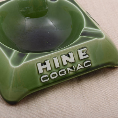 Vintage Hine Cognac Made in France Keramik-Aschenbecher – Grüner Werbeaschenbecher