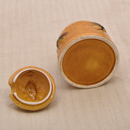 Vintage Keramik-Honigtopf in Bienenkorbform mit Bienen-Deckel