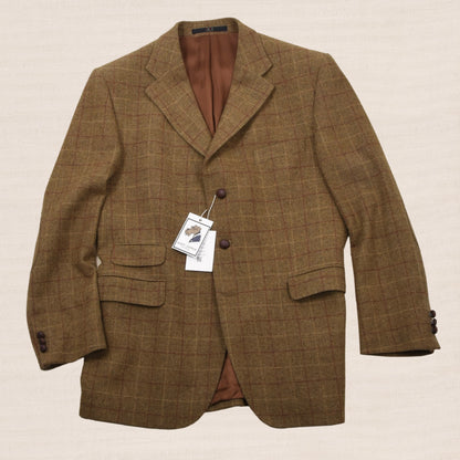 DAKS London 100% Wool Tweed Jacket Size 54 - Windowpane