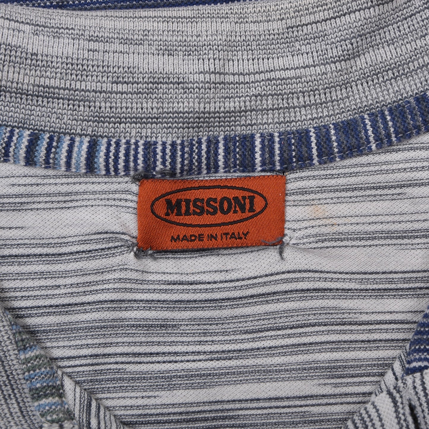 Missoni Polo Shirt Size L ca. 54.5cm - Blue Stripe