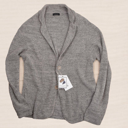 Phil Petter Baumwolle-Leinen Stricksakko Gr. L Made in Austria - Grau Melange