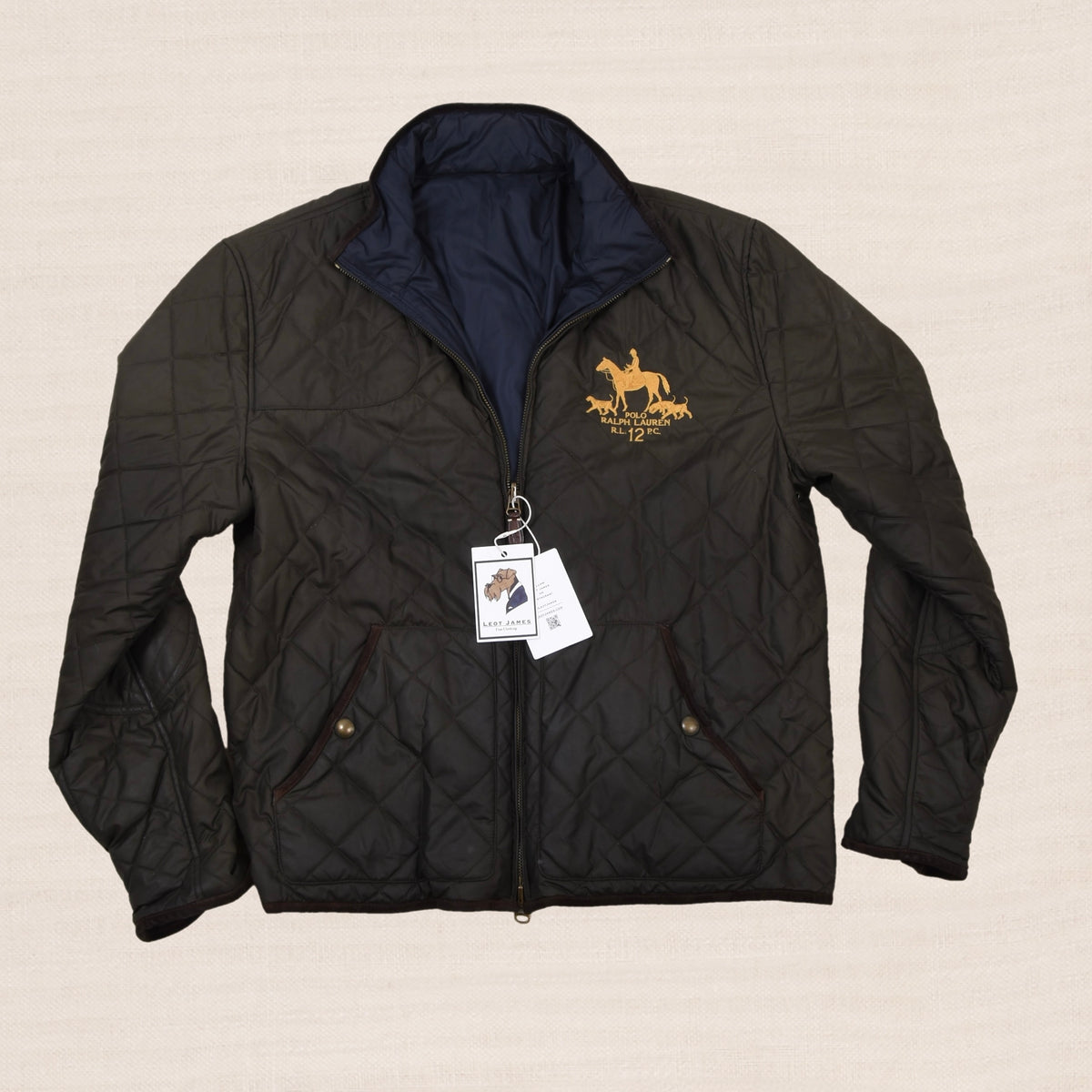 Vintage Polo Ralph Lauren Wendbare Steppjacke Gr. L - Grün/Marineblau