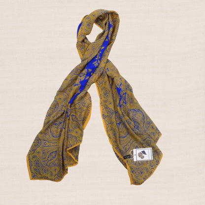 Etro Milano 100% Silk Scarf 171cm Made in Italy - Blue/Yellow Paisley