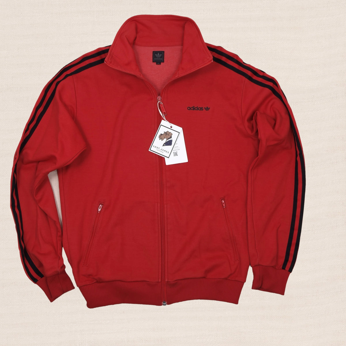 Vintage 2005 Adidas Trainingsjacke Gr. M Baumwolle-Polyester – Rot/Schwarz