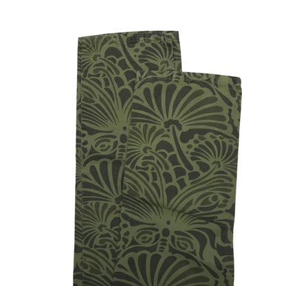 NWT Incotex Cotton Pants Size 30 ca. 38.5cm - Green Floral Print