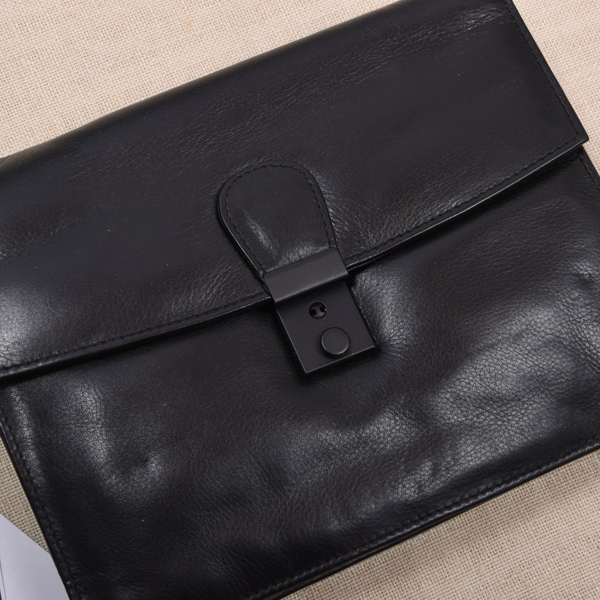 NOS Butterweich Leder Reiseetui/Pouch ca. 21cm - Schwarz