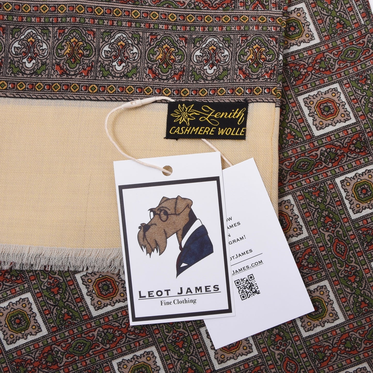 Zenith Classic Wool Challis Dress Scarf ca. 115cm - Red/Green