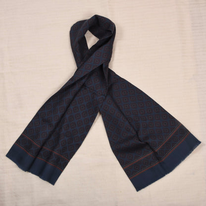 Vintage Kleiderschal aus Wolle-Seide Challis ca. 150cm - Blau