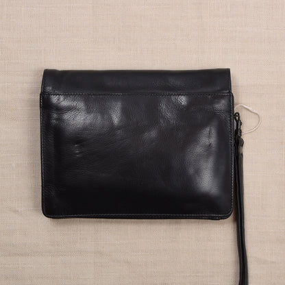NOS Butterweich Leder Reiseetui/Pouch ca. 21cm - Schwarz