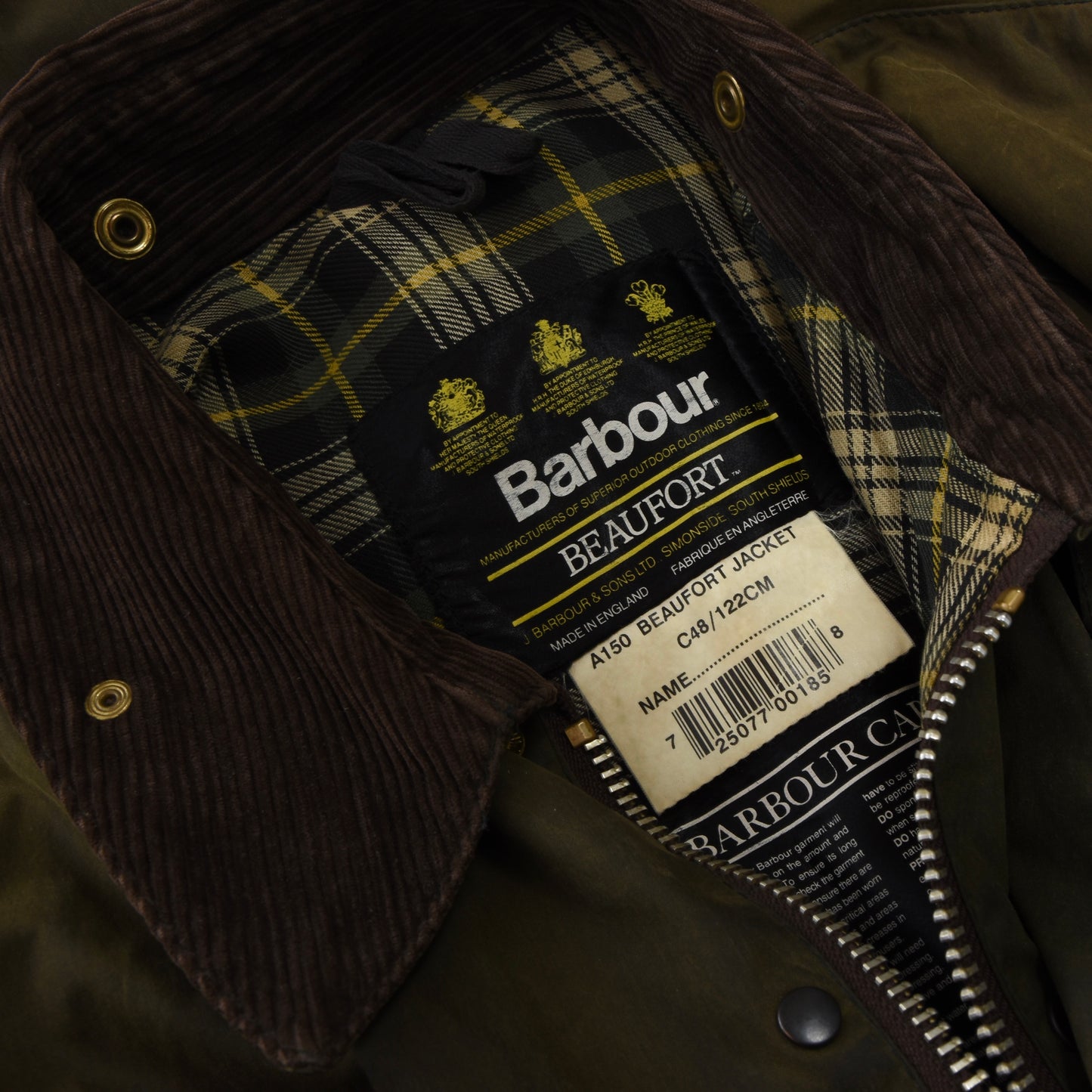 Barbour Beaufort Jacke gewachst A150 Größe C48/122 cm - Grün