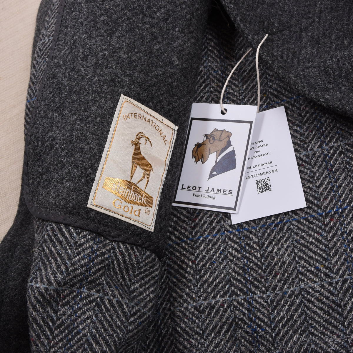 Vintage Steinbock Gold 100% Wool Tweed Overcoat Size 48 - Grey