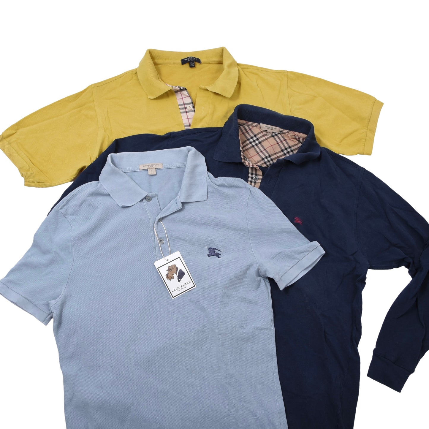 Burberry London 3x Polo Shirts Size S ca. 47-55cm - Blue/Yellow/Navy