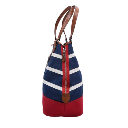 Lauren Ralph Lauren Canvas Tote Bag - Red/White/Navy