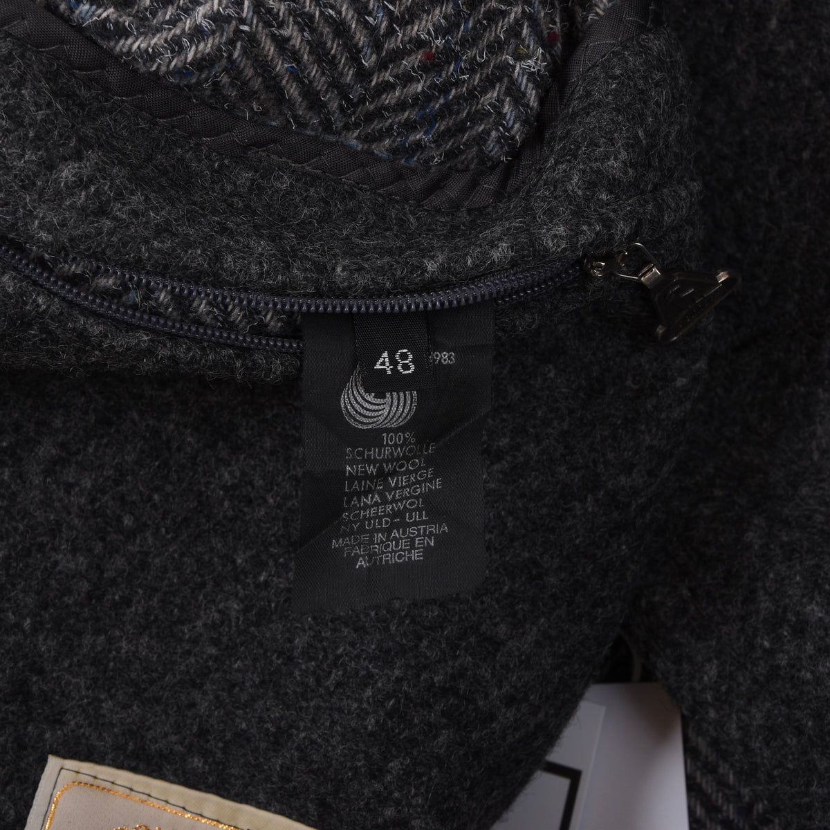 Vintage Steinbock Gold 100% Wool Tweed Overcoat Size 48 - Grey