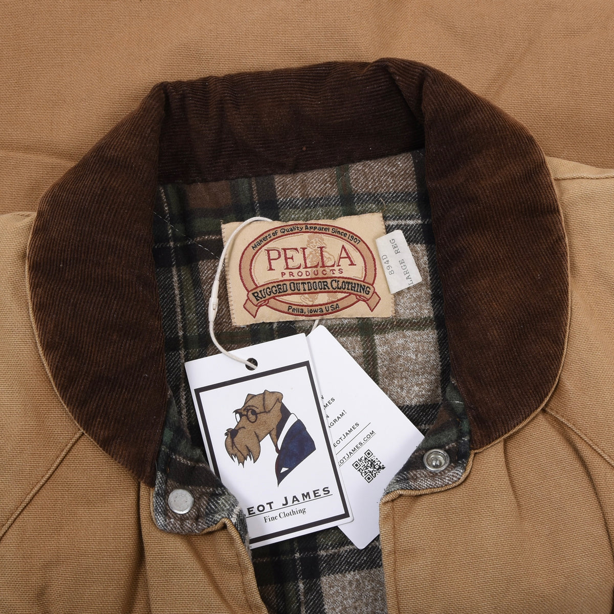 Pella Products Cancas Duck Cloth Vest Size L Made in the USA - Tan